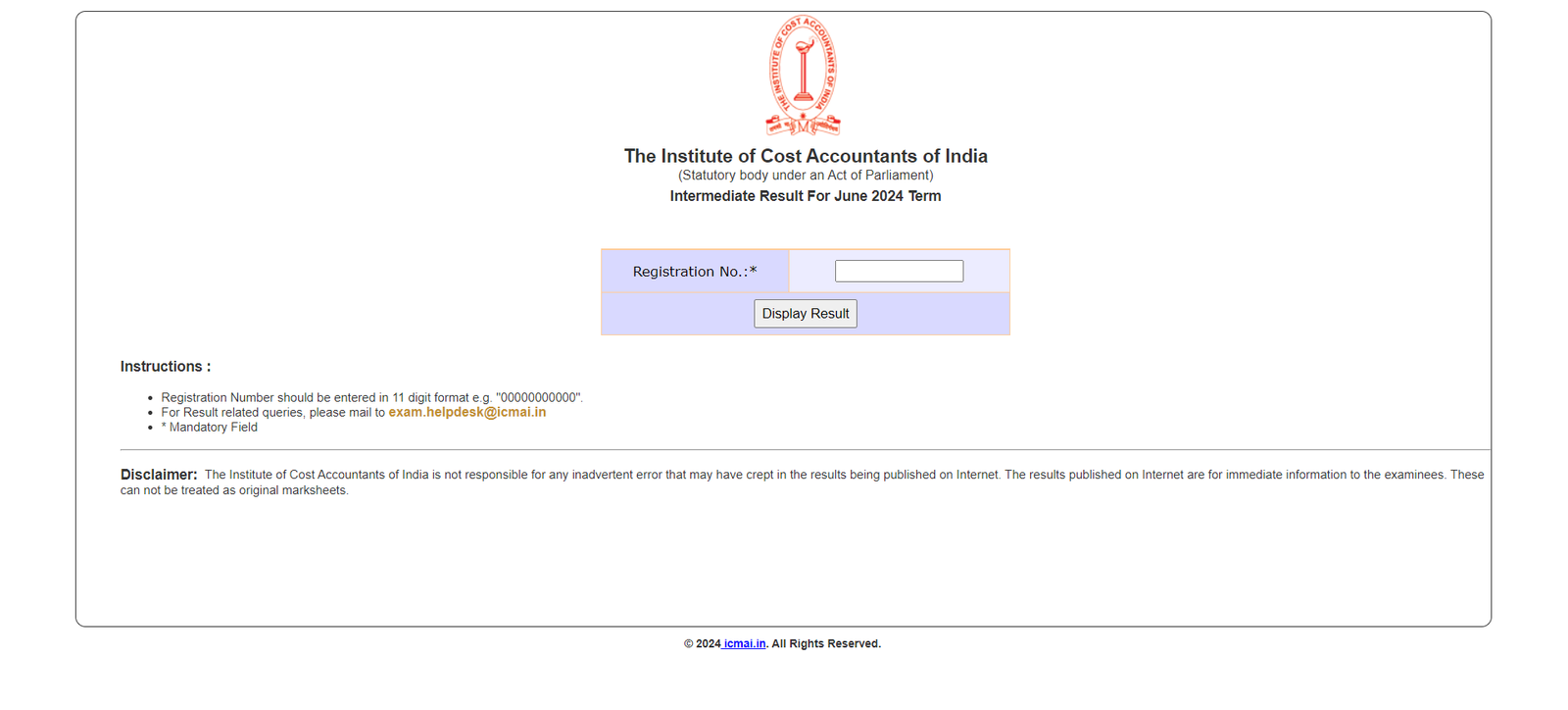 ICMAI CMA Result June 2024 Intermediate and Final Course Results